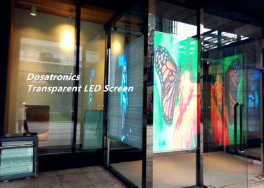 چین صفحه نمایش شفاف شیشه تبلیغاتی صفحه نمایش، P6mm به رهبری از طریق صفحه نمایش تامین کننده